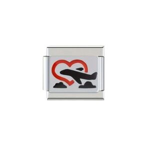 Heart Flying‎ in Airplane, Love Traveling Charm for Italian Charm Bracelet 9mm